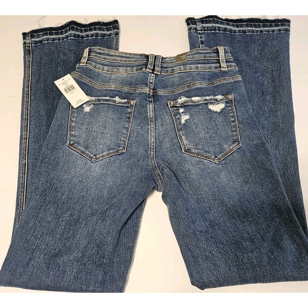 NEW Flying Monkey High-Rise Distressed Bootcut/Flare Frayed Jeans Size 29×34 - Picture 2 of 5